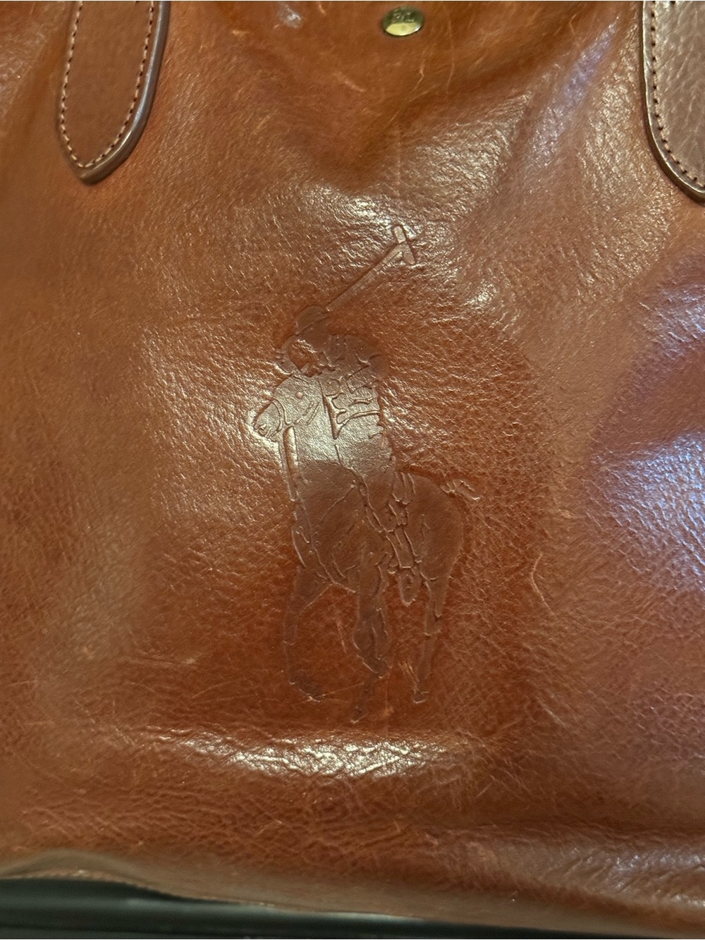 Ralph Lauren Classic Brown Leather Tote Bag - Picture 2 of 13